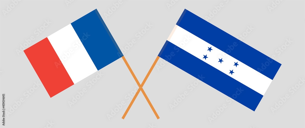 Crossed flags of France and Honduras