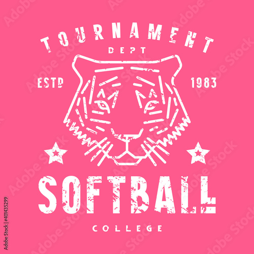 Emblem of softball tournament with a picture of tiger