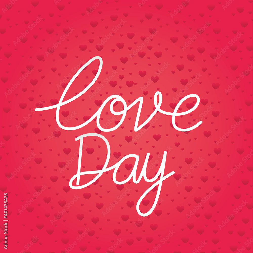 love day lettering on a red background