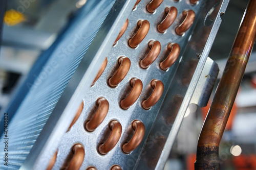 copper pipes in a factory