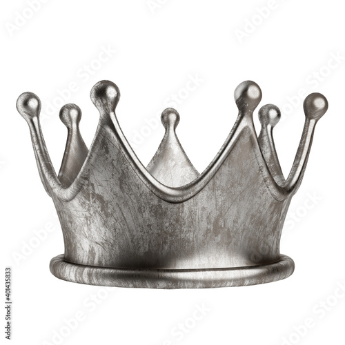 Rusty iron kings crown. Clipping path included. 3d illustration