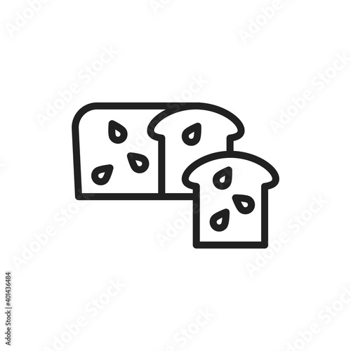 Organic whole grain rye bread line icon. Outline pictogram for web page.