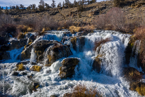 Aerial view of Cline Falls on the Deschutes River near Bend, Oregon