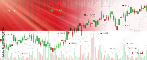 Creative (Indonesia) flag banner with stock exchange market ,Graph chart of stock market investment world trading, 3D illustration. photo