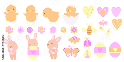 
easter big set on the white background