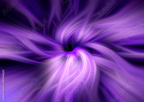 Abstract Twisted Violet Light Fibers. Anime Effects Background Overlay Blend. Modern Fractal Floral Leaf Design Fantasy Majestic Background. Illuminated Light Painting.