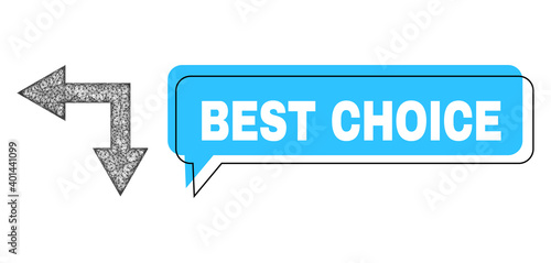 Chat Best Choice blue cloud frame and wire frame bifurcation arrow left down. Frame and colored area are shifted to Best Choice text, which is located inside blue cloud.