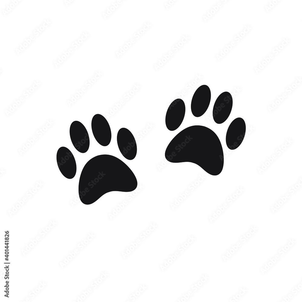 Vector flat dog cat paw foot print isolated on white background Vector flat dog cat paw foot print isolated on white background