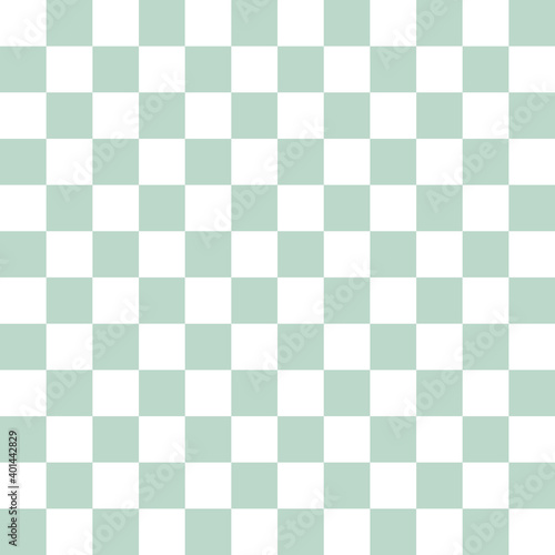 Vector seamless pattern of mint green chess board checkered texture isolated on white background