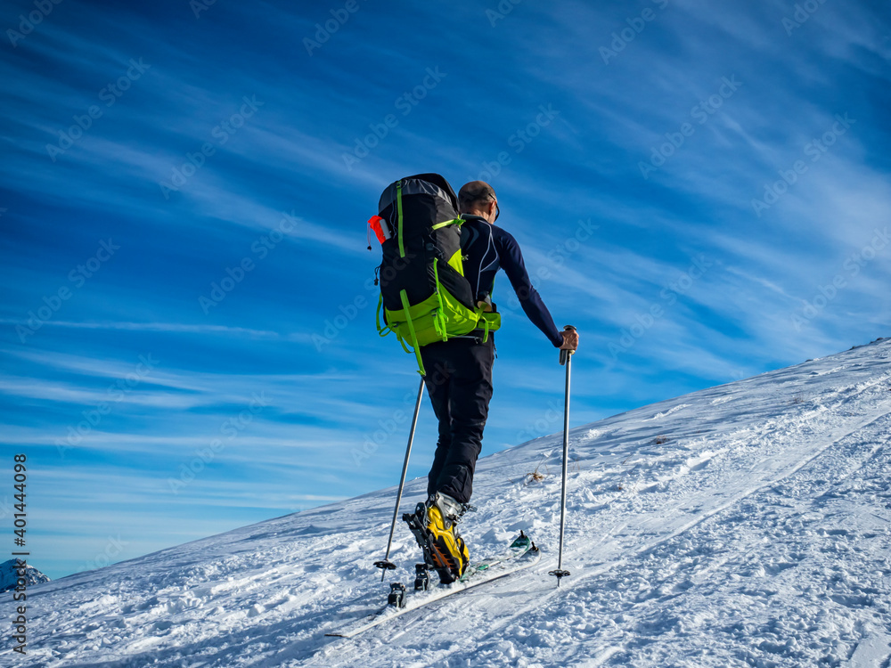 Ski mountaineer in the italian alps Ski mountaineer in the italian alps