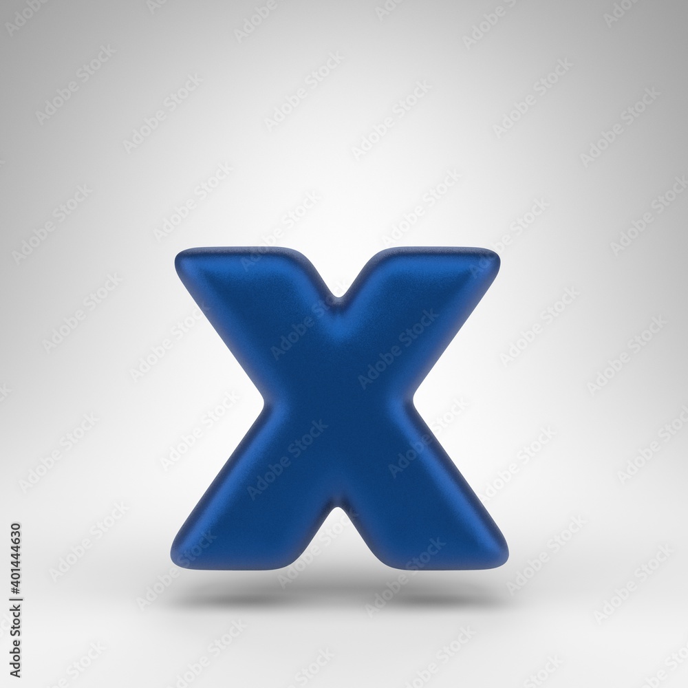 Letter X lowercase on white background. Anodized blue 3D letter with matte texture. Letter X lowercase on white background. Anodized blue 3D letter with matte texture.