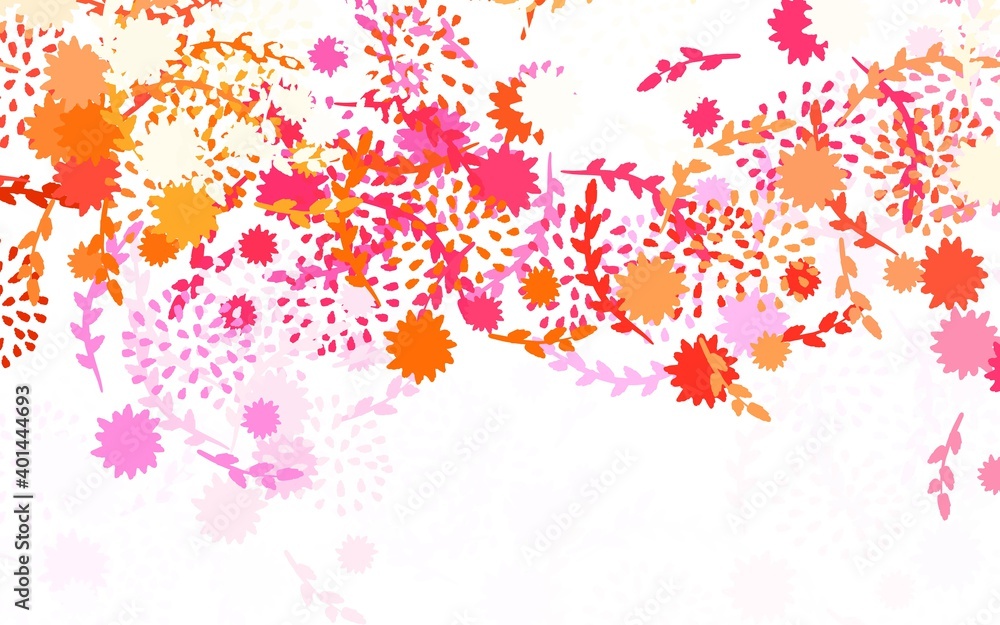 Light Pink, Yellow vector doodle layout with flowers