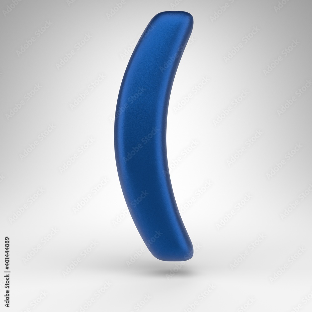 Left round bracket symbol on white background. Anodized blue 3D sign with matte texture. Left round bracket symbol on white background. Anodized blue 3D sign with matte texture.