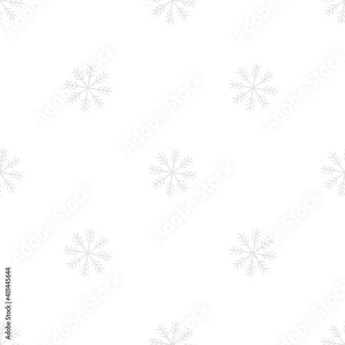 Seamless pattern with light gray snowflakes on a white background for fashion prints, fabrics, wrapping paper, textiles, linen. 