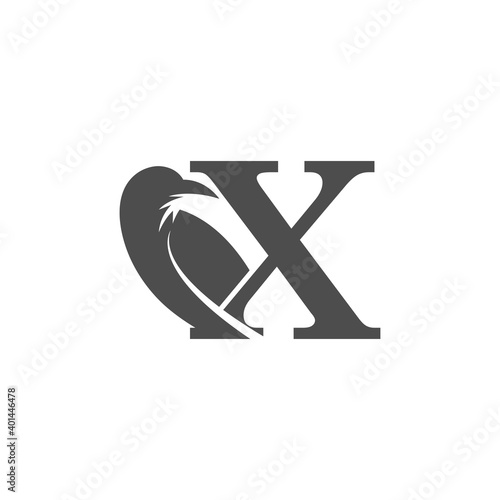 Letter X and crow combination icon logo design