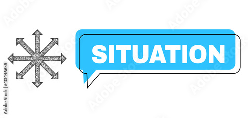 Foto Conversation Situation blue bubble frame and wire frame expand arrows