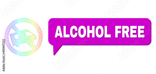 Alcohol Free and forbidden patrol car vector. Spectrum colorful network forbidden patrol car, and chat Alcohol Free cloud frame. Chat colored Alcohol Free cloud has shadow.