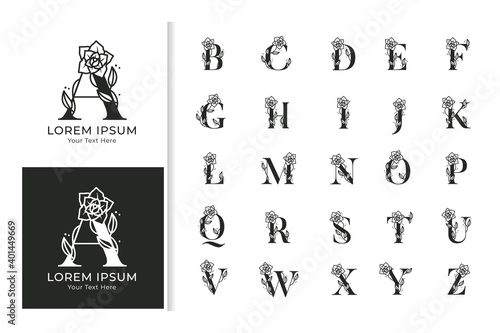 Decorative luxury wedding monogram logo alphabet set