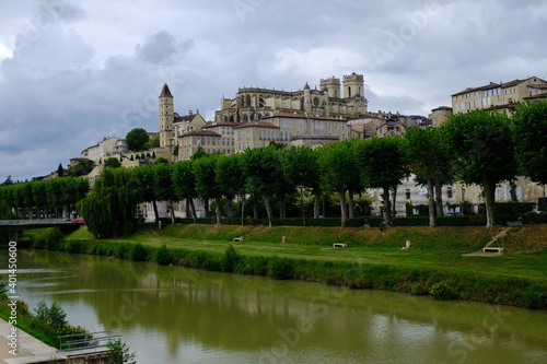 View from the river of the hillside town of Auch in the south part of France