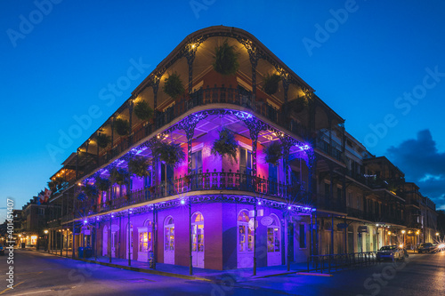 Принти на полотні The famous Bourbon street balconies in New Orleans without people