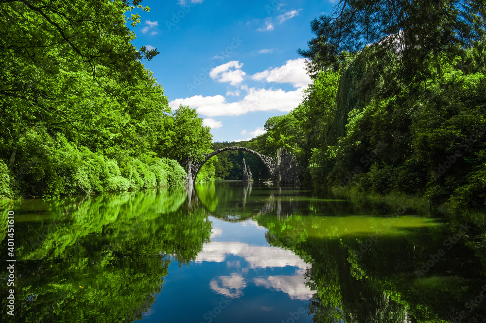 Rakotzbrücke Kromlau delicately arched devil’s bridge Stock Photo ...