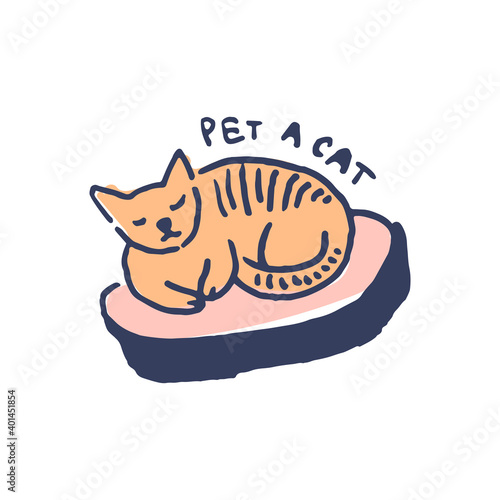  Slipping cat in cute cozy hugge cartoon style illustration