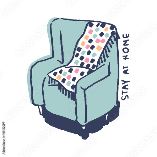  Soft chair in cute cozy hugge cartoon style illustration