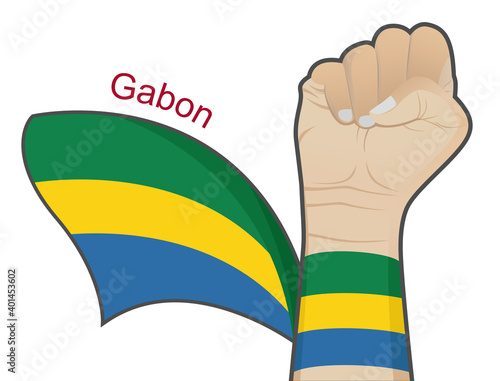 The spirit of struggle to defend the country by lifting the Gabon national flag