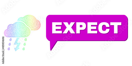 Expect and thunderstorm vector. Spectrum vibrant net thunderstorm, and chat Expect cloud frame. Chat colored Expect bubble has shadow.