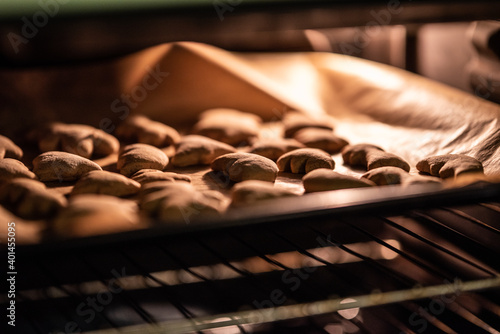 Gingerbread cookies in the oven