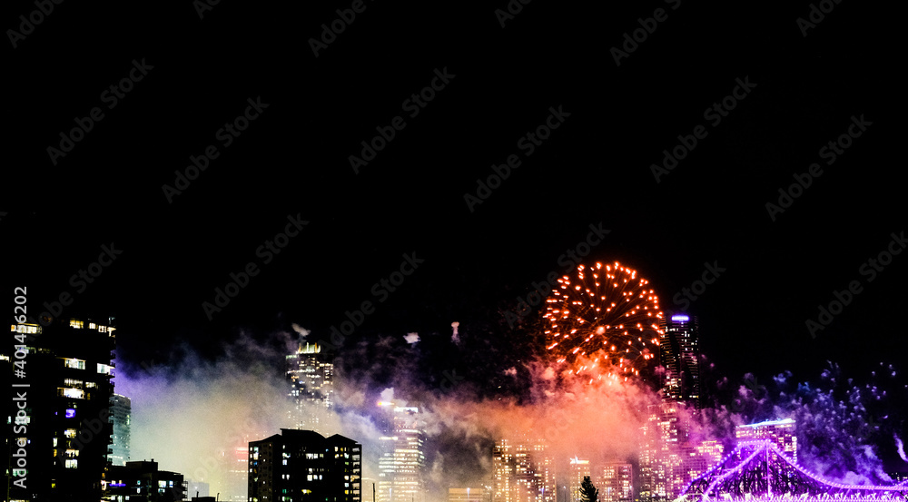 fireworks in the city