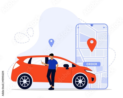 Vector Illustration, mobile city transportation Concept, Suitable for landing page, 
UI, web, App intro card, editorial, flyer,and banner
