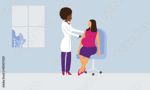 Pregnant woman getting vaccine shot