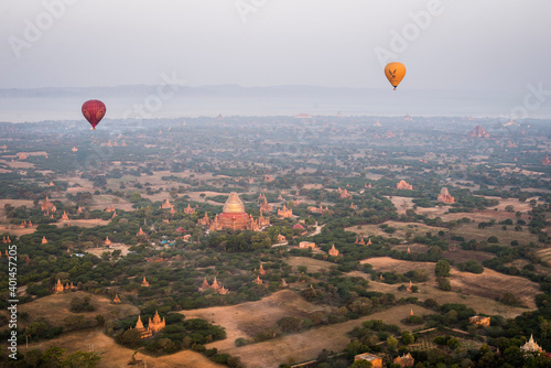 hot air balloons and temple