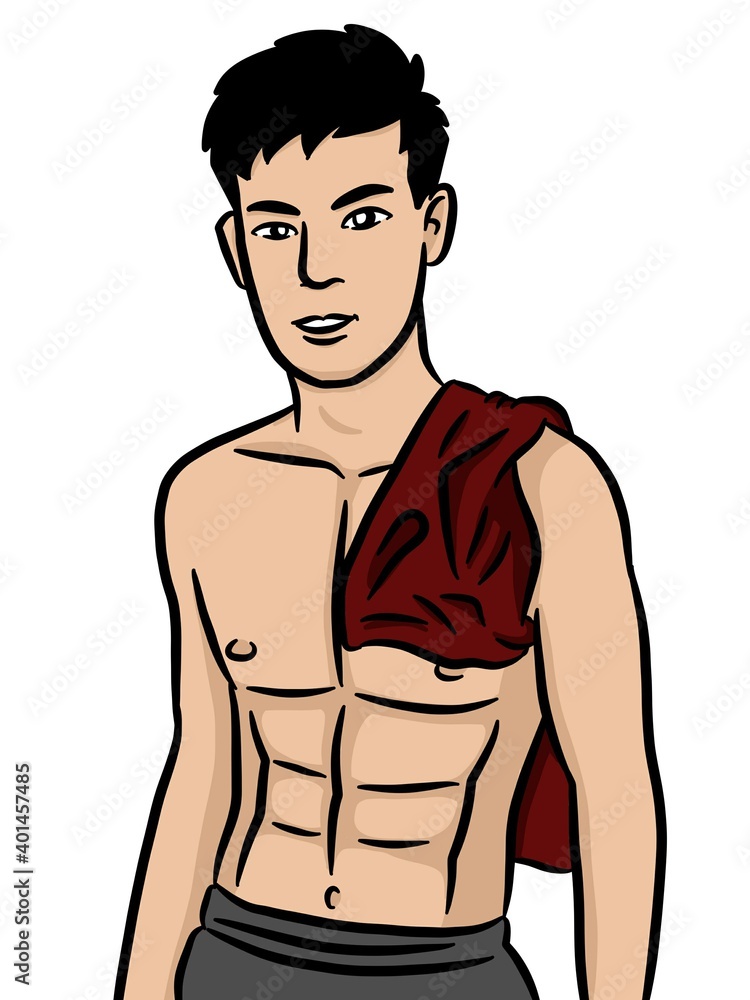 Fototapeta premium cartoon cute man on white background