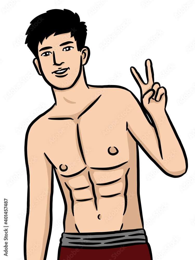 Fototapeta premium cartoon cute man on white background