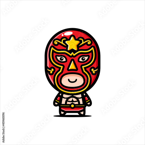 cute wrestler character vector design