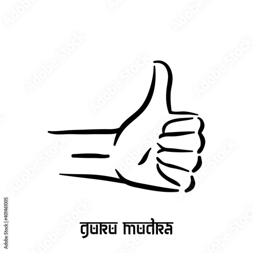 Guru mudra. Hand spirituality hindu yoga of fingers gesture. Technique of meditation for mental health.