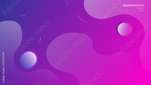 Vector abstract background. Concept, space, infinite universe. Bright background with fluid objects, stars and planets. Web banner design template with meta for text. Copyspace.