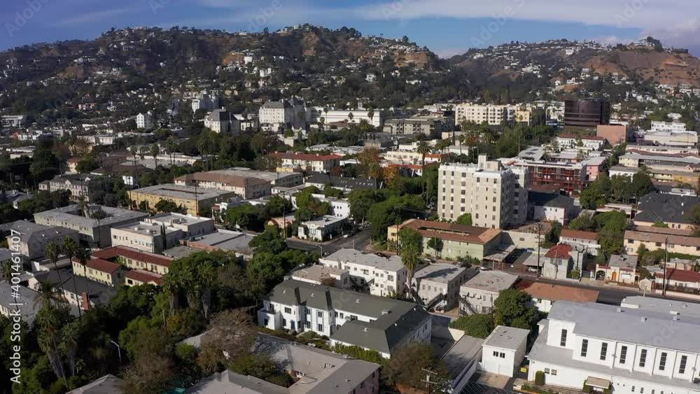 Low aerial panning shot of West Hollywood. HD at 60 FPS. Low aerial panning shot of West Hollywood. HD at 60 FPS.