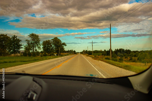 Driving through countryside. Travelling, road, way, summer, vacation, ontheroad, forward, clouds, cloudy, cloudsky, beautiful clouds, awesome, weather, seasons