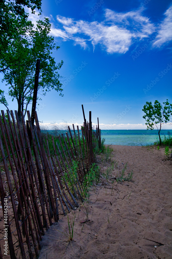 Trail leading to the beach, Toronto Island, Ontario, Canada