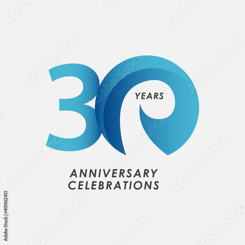 30 Years Anniversary Celebrations Vector Template Design Illustration