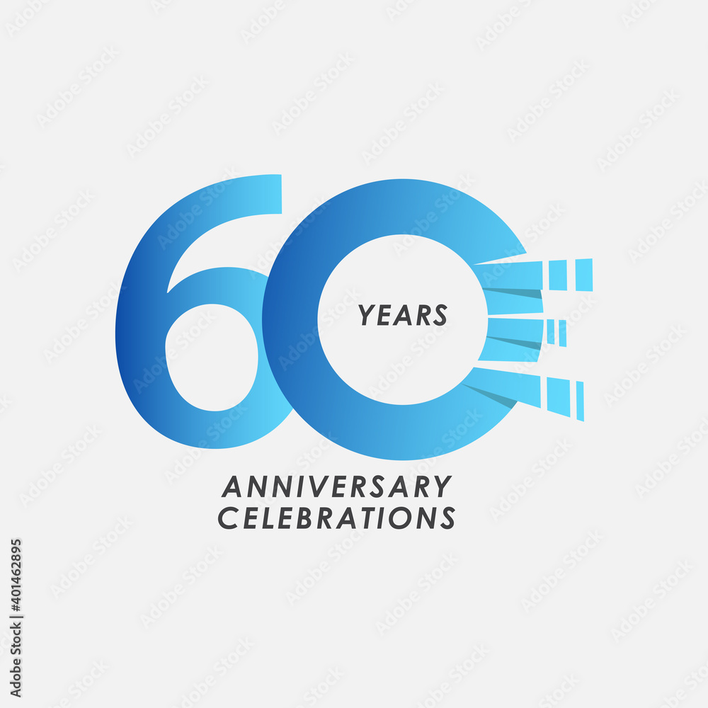 60 Years Anniversary Celebrations Blue Gradient Vector Template Design Illustration 60 Years Anniversary Celebrations Blue Gradient Vector Template Design Illustration