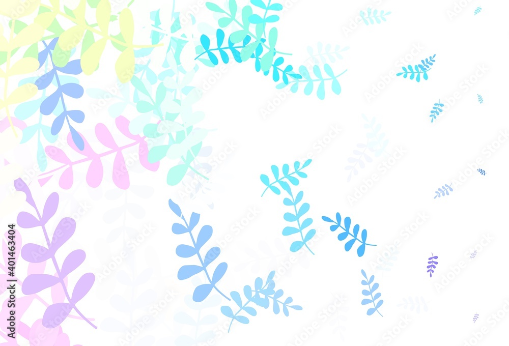 Light Multicolor vector elegant background with leaves.