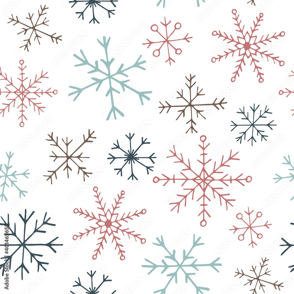 New year seamless pattern with different snowflakes New year seamless pattern with different snowflakes
