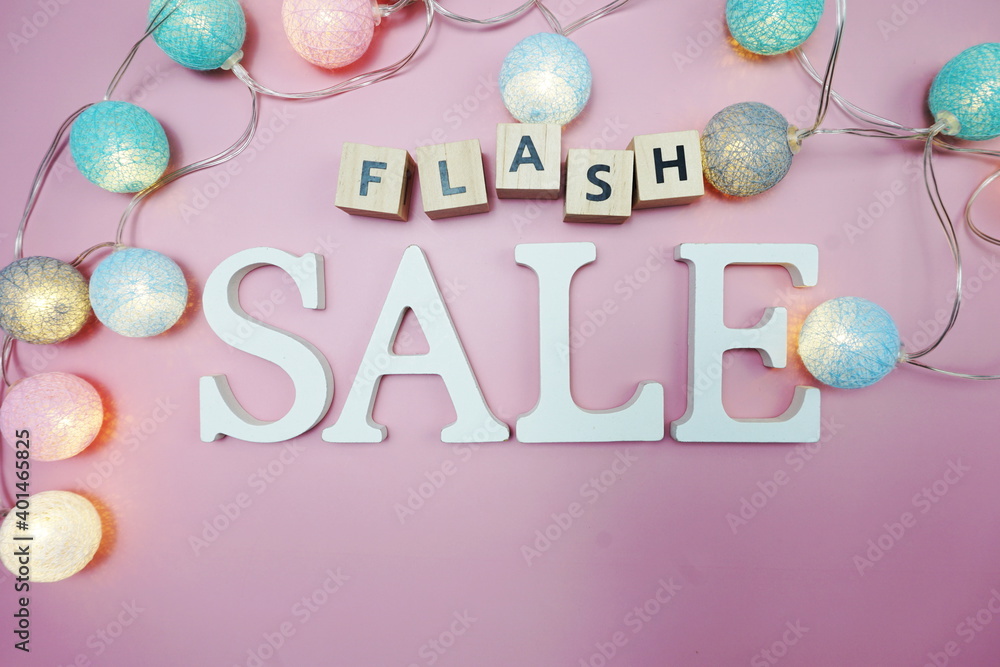 Flash Sale word alphabet letter on pink background