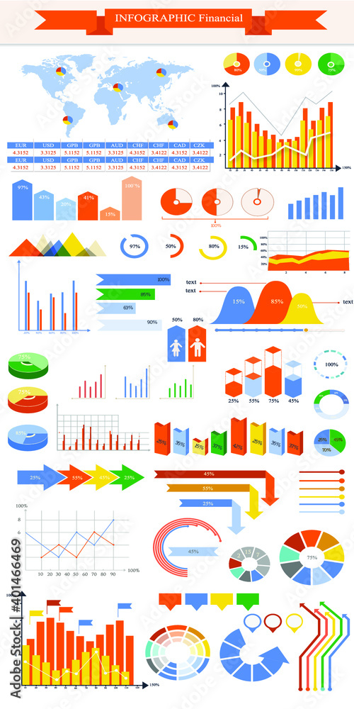 set of financial vector infographic elements set of financial vector infographic elements