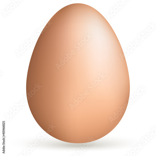 Vector realistic beige egg on white background on Easter and kitchen
