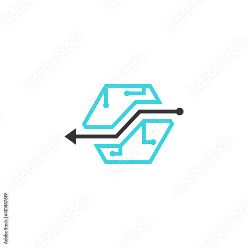 Illustration Vector Graphic of Hexagon Arrow Tech. Perfect to use for Technology Company